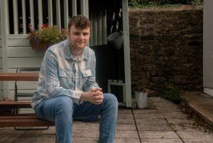 Person sitting in garden